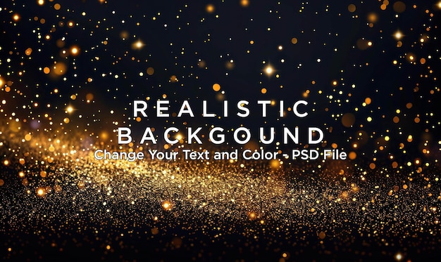 PSD golden glitter on black background