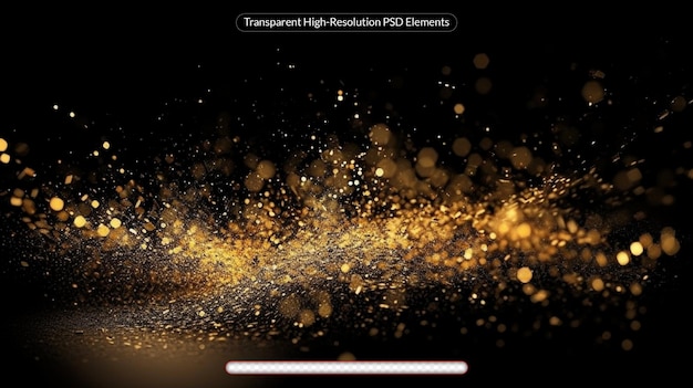 PSD golden glitter lights transparent background