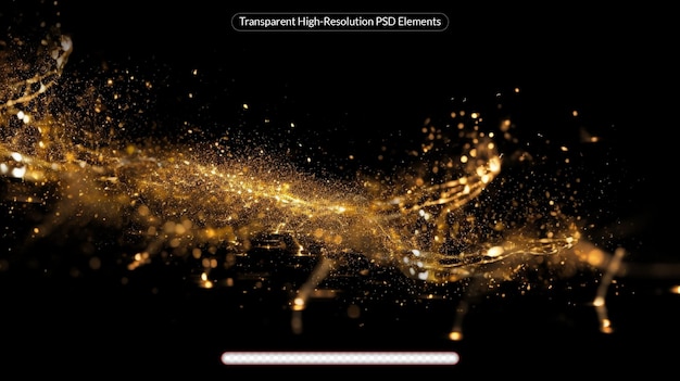 PSD golden glitter lights transparent background