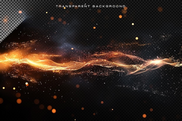 Golden smoke with glitter Beam VFX Special Effect on Transparent background