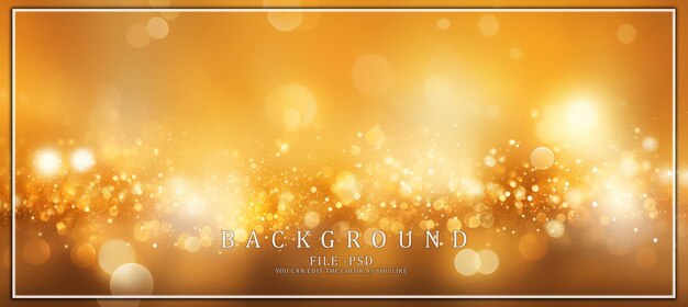 PSD golden sparkle background with blurred lights