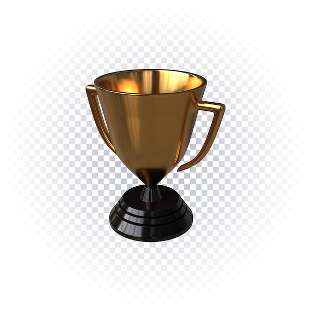 Golden trophy icon 3d render isolated