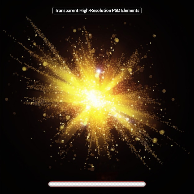 PSD gouden ster glans effecten flitslichten met vonken en gloed stralen geïsoleerd op zwarte achtergrond