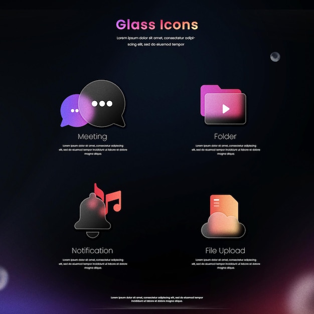 PSD gradient glassmorphism elements set