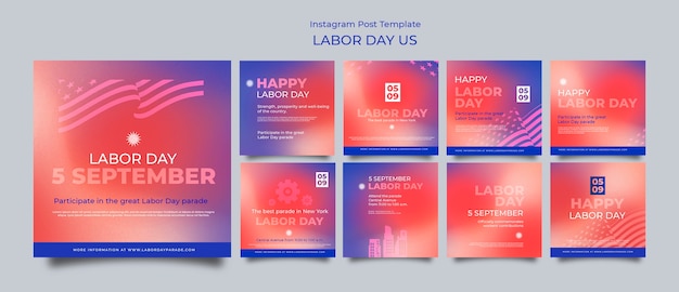 PSD gradient labor day template design