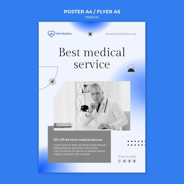 PSD gradient medical care poster template