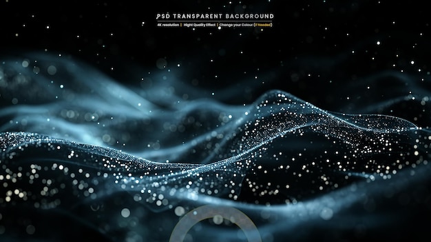 PSD gradient particle wave on transparent background