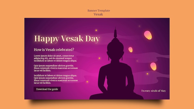 PSD gradient vesak banner template design