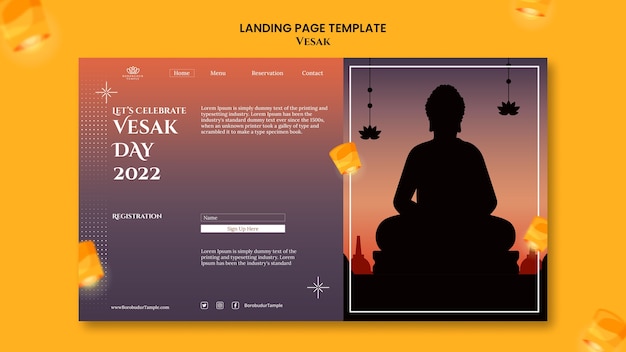 PSD gradient vesak celebration landing page