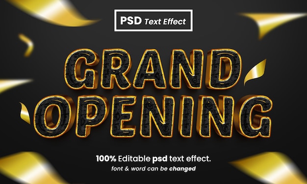 Grand opening 3d editable PSD premium text effect