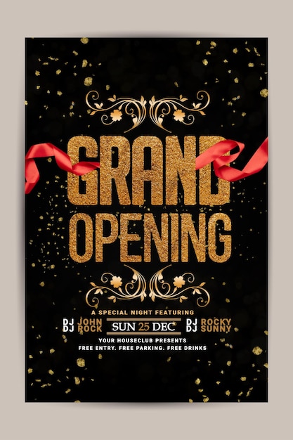 PSD grand opening party flyer or instagram post