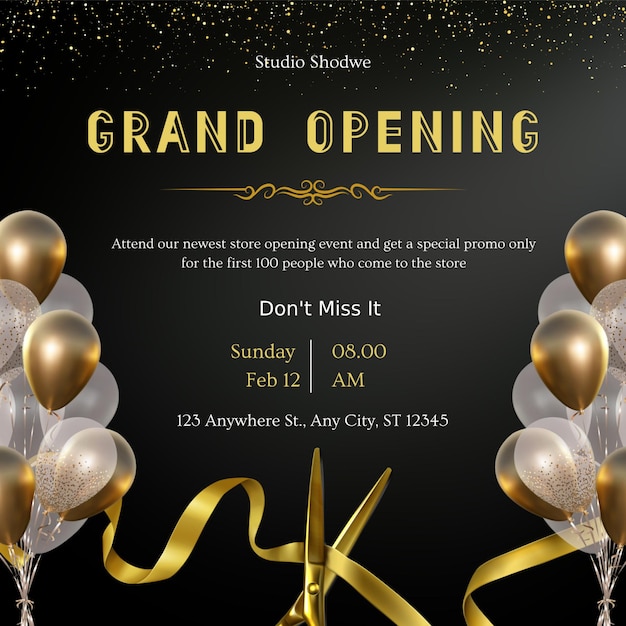 PSD grand opening shop institution invitation card flayer