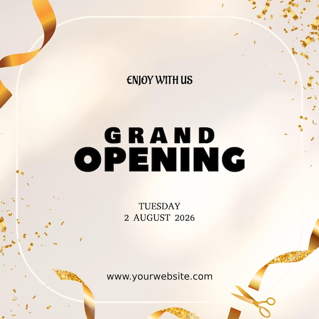 PSD grand opening shop institution invitation card flayer