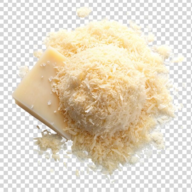 PSD grated parmesan cheese and grated cheese on transparent background