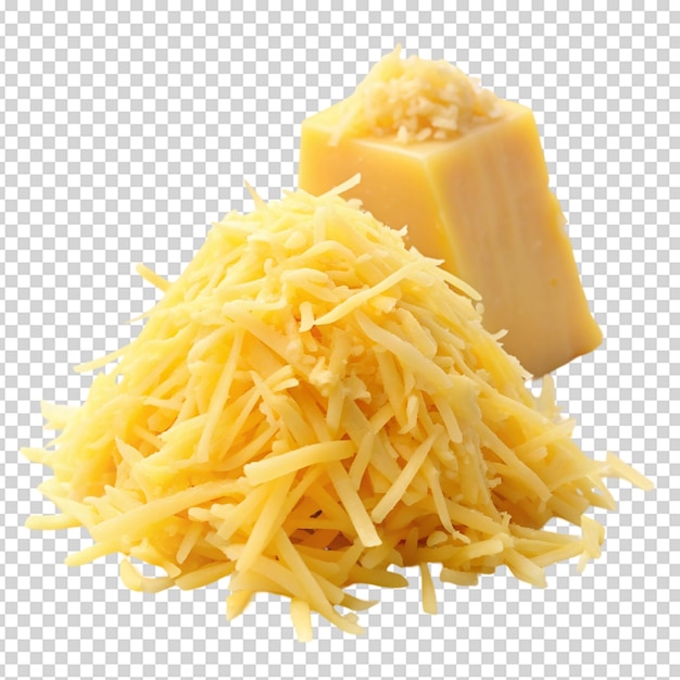 PSD grated yellow cheese isolated on white background