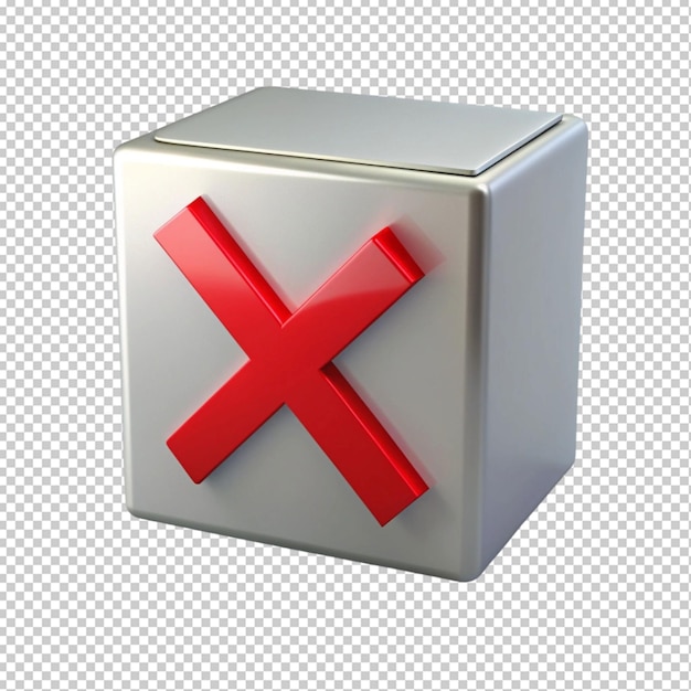 PSD gray box with red x inside on transperent background