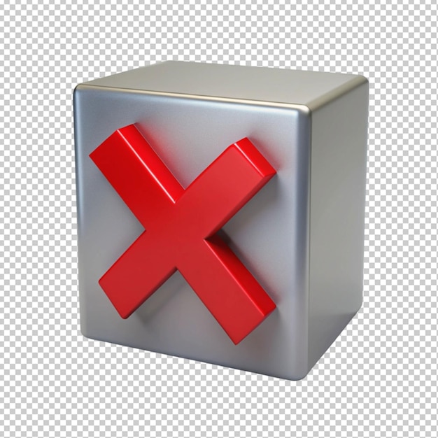 PSD gray box with red x inside on transperent background