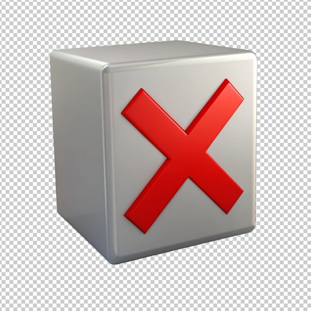 PSD gray box with red x inside on transperent background