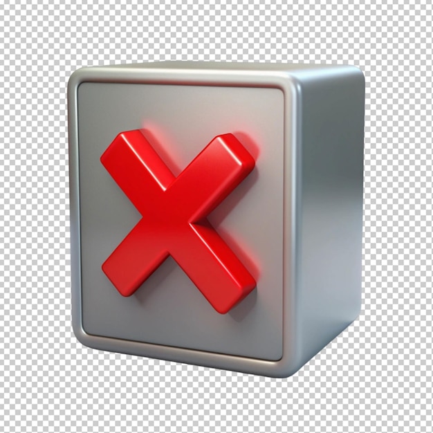 PSD gray box with red x inside on transperent background