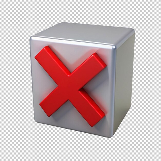 PSD gray box with red x inside on transperent background