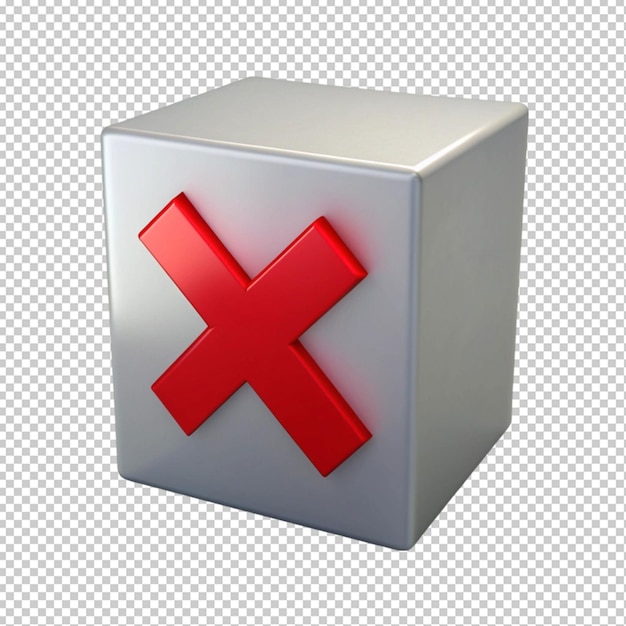 PSD gray box with red x inside on transperent background