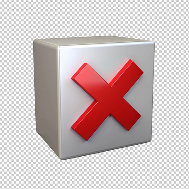 PSD gray box with red x inside on transperent background