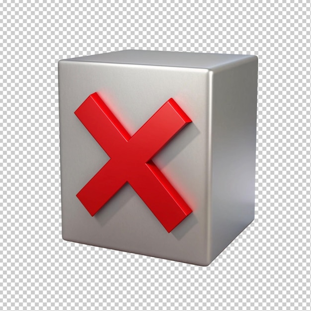 PSD gray box with red x inside on transperent background