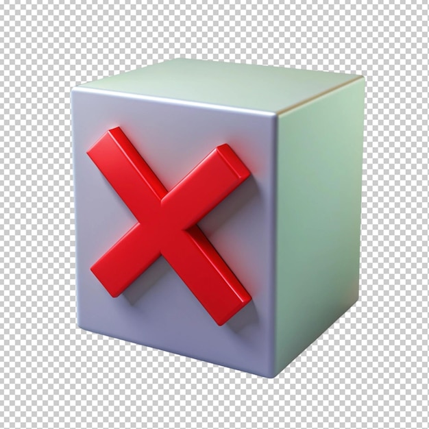 PSD gray box with red x inside on transperent background