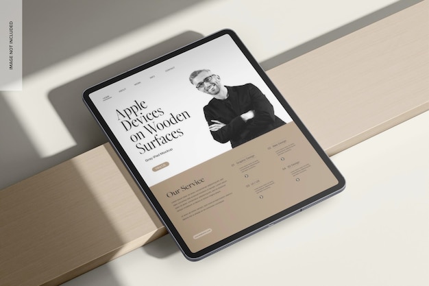 PSD gray ipad mockup perspective