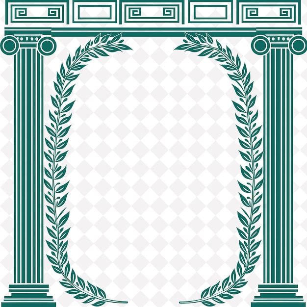 PSD greek style frame enhanced with laurel wreaths and column de png creative background design