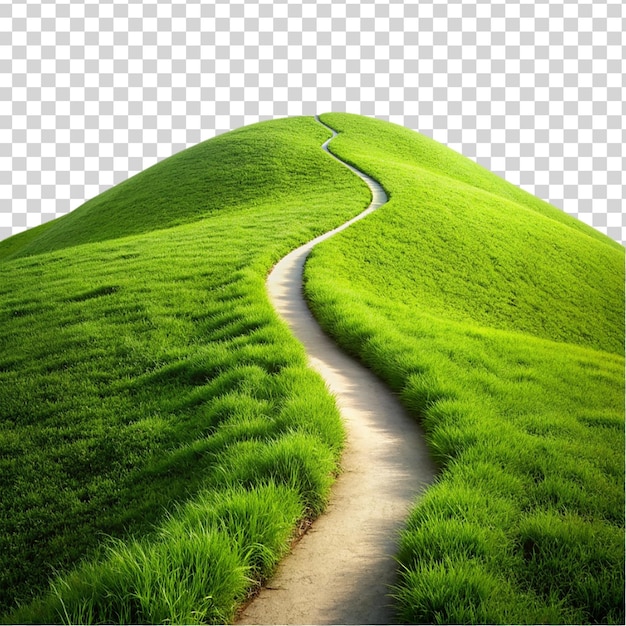 Green hill trail isolated on transparent background