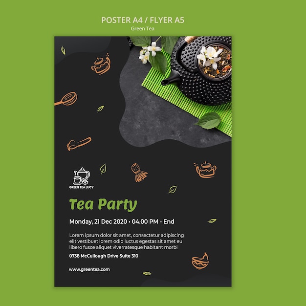 Green tea poster template