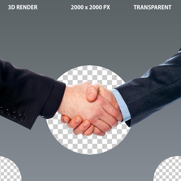 PSD group businessman and tow businessman shaking together on png transparent background