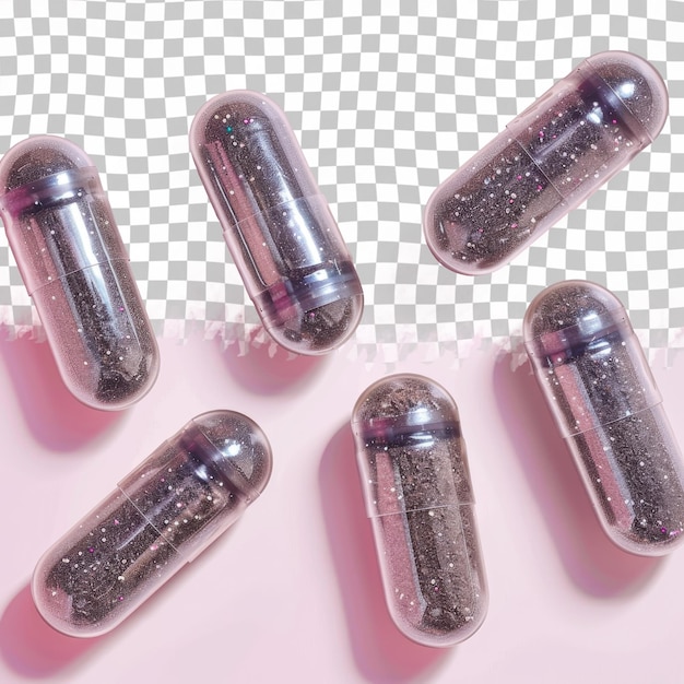 a group of pills that are in a row