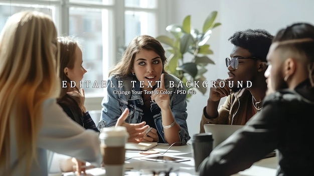 Group of young people collaborating in a meeting