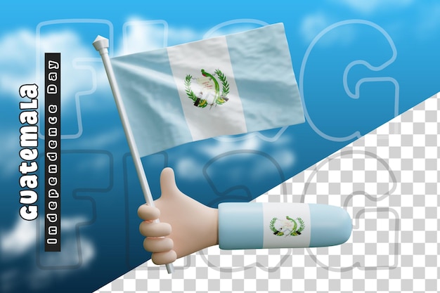 Guatemala waving flag on holding hand or Guatemala flag on holding hand