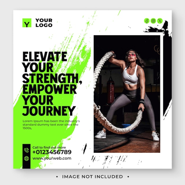 PSD gym social media post design template