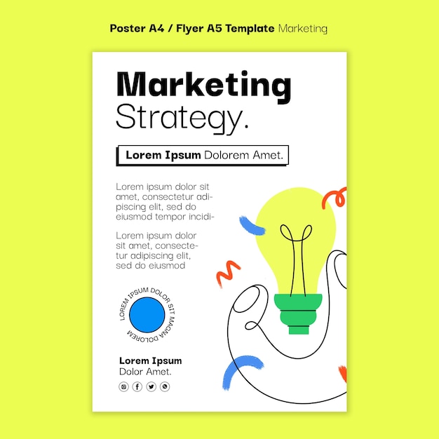 PSD hand drawn marketing poster template