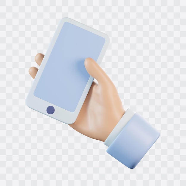 PSD hand gesture holding phone 3d icon