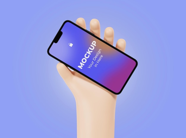 Hand holding mobile smartphone mockup