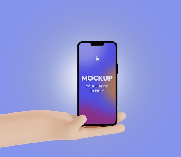 Hand holding mobile smartphone mockup