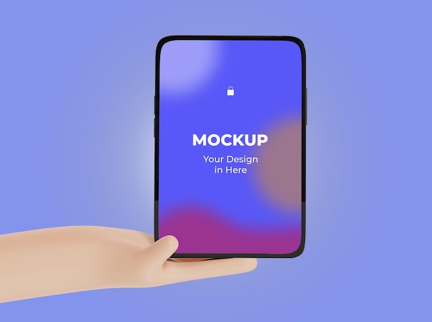 Hand holding mobile tablet mockup