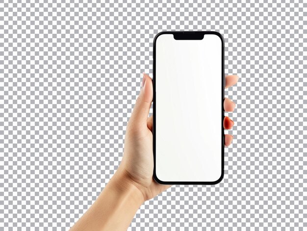 PSD a hand holding a phone on transparent background