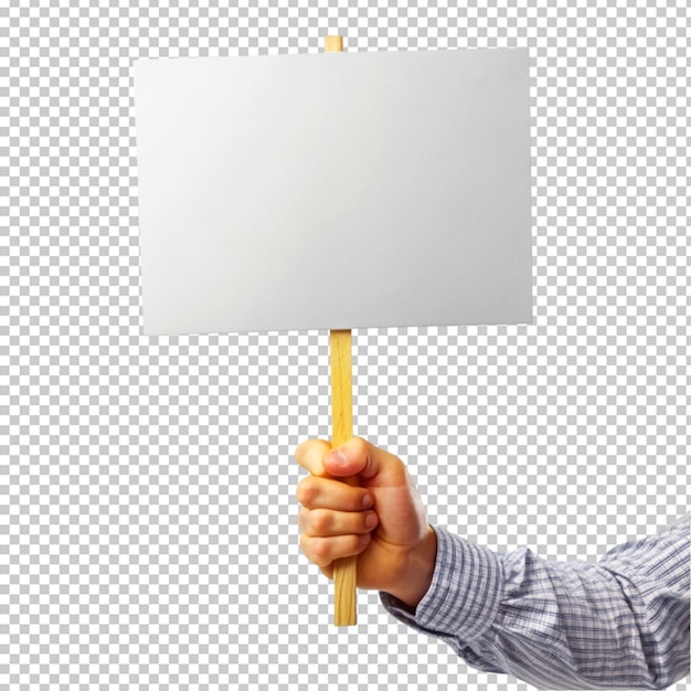 PSD hand holding placard isolated