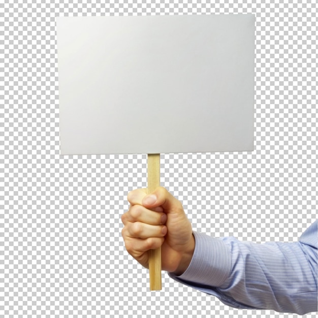 PSD hand holding placard isolated