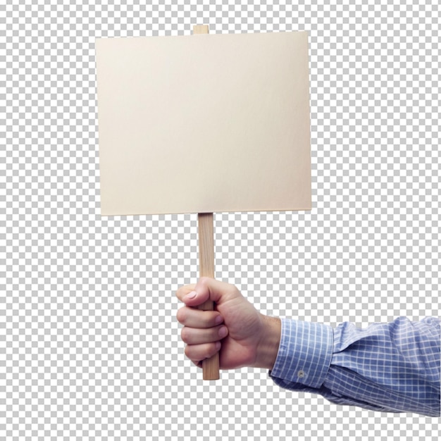 PSD hand holding placard isolated