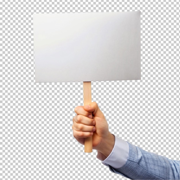 PSD hand holding placard isolated