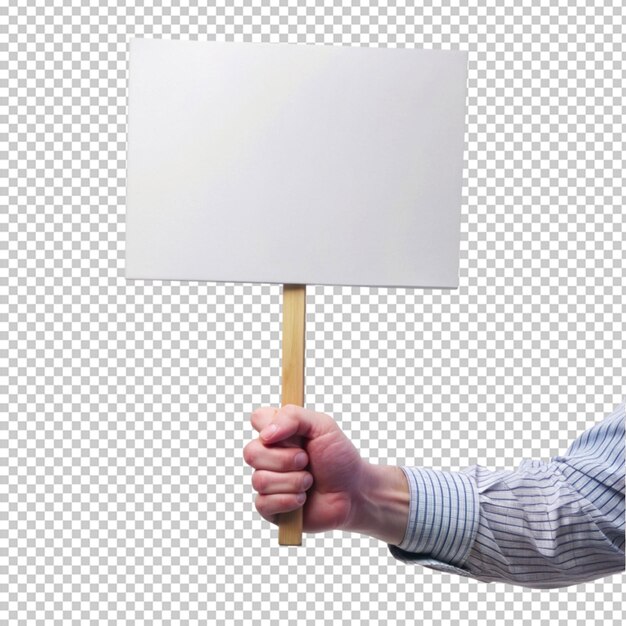 PSD hand holding placard isolated