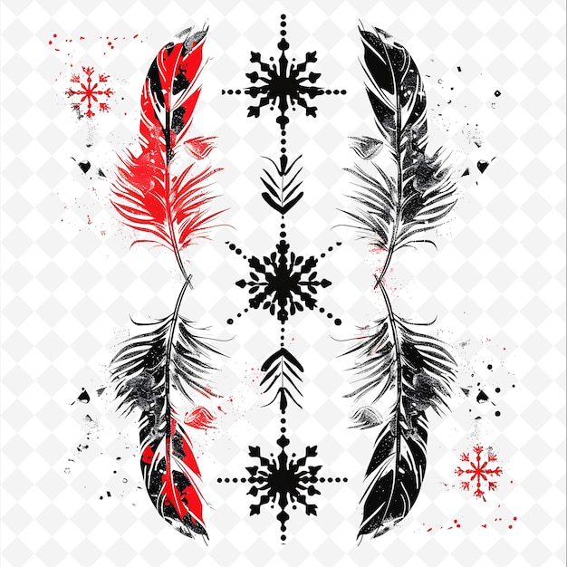 PSD hand painted feather snowflake borderlines with a soft textu png cute christmas decor collections