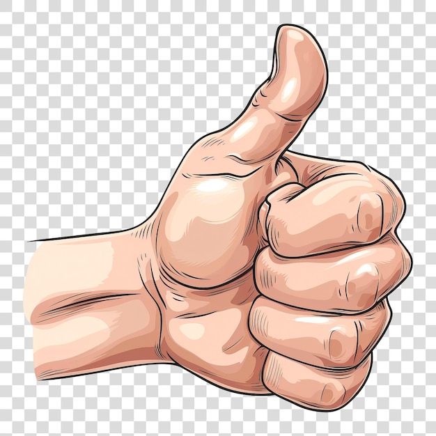 PSD hand showing symbol like making thumb up gesture isolated on transparent background png